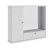 Armoire miroir de salle de bain frêne blanc 1 porte a - abattant h.61x73x14 cm