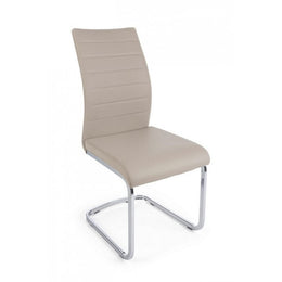Chaise moderne rembourrée en éco-cuir Cappuccino MYRA 41x60x h98 cm
