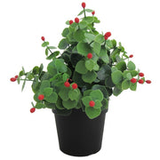 Piantina Artificiale con Bacche Rosse - Decorazione PVC Stabilizzata UV - Diametro 9,5 x h20 cm