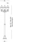 Lampe d'extérieur avec diffuseurs en verre transparent, hauteur max 170mm, 3 lampes de 60W noir