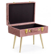 Tabouret avec bac en velours Vieux Rose POLINA 50x34x h42 cm
