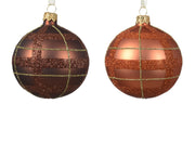 Boule de Noël en verre mat à pois 2 couleurs assorties ø 8cm