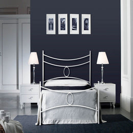 Lit simple en fer avec pied de lit Blanc CONCA 92x208x h117 cm