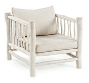 Fauteuil blanc avec coussin en teck style naturel