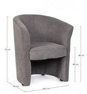 Fauteuil en bois et tissu gris foncé BELIZE 64,5x63x h76 cm