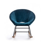Fauteuil à bascule Annika effet velours bleu canard