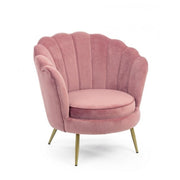 Fauteuil rétro en velours rose paon cm 80 x 76 x 84 h