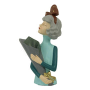 Vase femme fleur bleu résine cm16,5x12h32