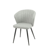 Chaise Rembourrée Krid en Tissu Gris Clair avec Pieds en Métal Noir L 44 x P 41 x H 82 cm