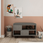 Banc à chaussures gris rétro Troy avec coussin