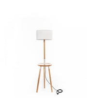 Lampadaire Acrux en tissu blanc et bois STS