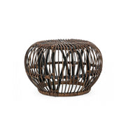 Table basse d'extérieur en rotin marron DORADAL pouf diamètre 65x h44 cm