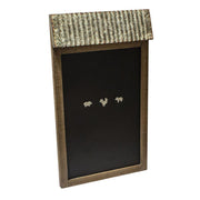 Tableau noir rectangulaire en bois avec toit et 3 aimants animaux cm45x78x7,5