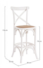 Tabouret Bar Cross blanc rustique