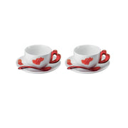 Guzzini - Set de 2 tasses à cappuccino en céramique avec soucoupe love 200 ml