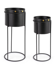 Lot de 2 cache-pots en acier noir Zeina