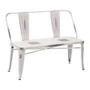 Banc en fer avec dossier blanc antique 111 x 51 xh 82,5 cm