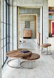 Set de 2 tables basses modernes bois et métal Rafter