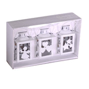 Lanterne de Noël en métal blanc pack 3 pièces carré cm7,5x7,5h11