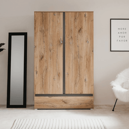 Armoire Unna60A antique en chêne avec deux portes et tiroir