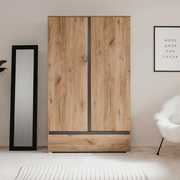 Armoire Unna60A antique en chêne avec deux portes et tiroir