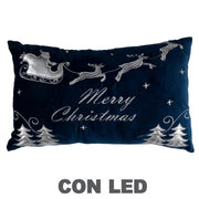 Coussin led en tissu avec renne bleu cm50x30x12