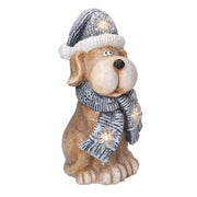 Chien résine led chapeau gris cm22x19,5h40