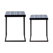 Ensemble de 2 tables basses NEAPOLIS en acier avec plateau en mdf décoré avec impression 62,5h 56h cm