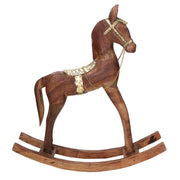 Cheval en bois recouvert de métal doré cm40x11h46