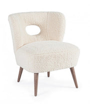 Fauteuil vintage bois et tissu Cortina
