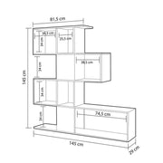 Étagère bibliothèque 4 niveaux 9 compartiments blanc et chêne 145x29xh.145 cm(D2306KTL145M011)