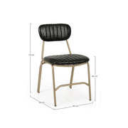 Chaise rétro moderne Addy avec structure en acier en similicuir noir