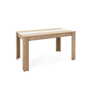 Table à manger coloris chêne insert noir ou blanc réversible 138x80xh.74 cm