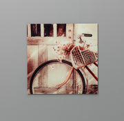 Tableau sur verre 70x70 cm avec toile multicolore