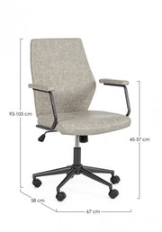 Fauteuil de bureau à dossier bas en éco-cuir gris clair Jamie