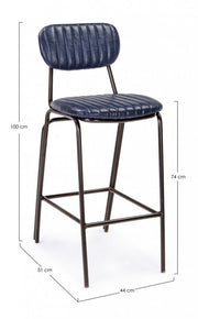 Tabouret de bar vintage simili cuir bleu DEBBIE 44x51x h100 cm