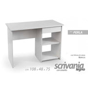 Chambre de bureau avec tiroir et compartiment latéral blanc 108 cm