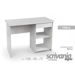 Chambre de bureau avec tiroir et compartiment latéral blanc 108 cm