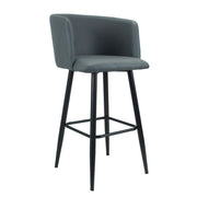 Tabouret Limin en simili cuir gris avec pieds noirs mats 100 cm x 54 cm x 55 cm