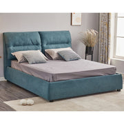 Lit Double avec Rangement Safira en Tissu Bleu L 173 x P 214,5 x H 112 cm