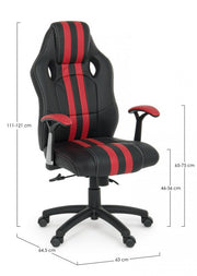 Fauteuil de bureau avec accoudoirs Spider en similicuir rouge