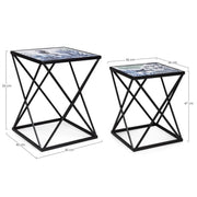 Set de tables basses en acier noir avec motif marin REEF K04 2 pièces