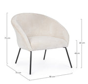 Fauteuil métal velours blanc Aiko Velvet 80 x 76 x 75 cm