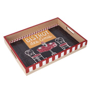 Plateau rectangulaire en bois de bistrot noircm40x30h5