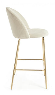 2x Tabouret de bar carry style ambiance velours blanc