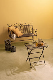 Table basse rustique en métal rectangulaire marron Melanie