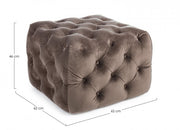 Pouf en velours gris tourterelle EVAN S 62x62x h46 cm