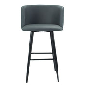 Tabouret Limin en simili cuir gris avec pieds noirs mats 100 cm x 54 cm x 55 cm