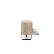 Socle meuble TV avec 3 portes battantes en chêne et gris 160x35xh.53 cm