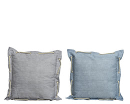 Coussin en corde polyester sur le pourtour 2 coloris assortis pour usage extérieur